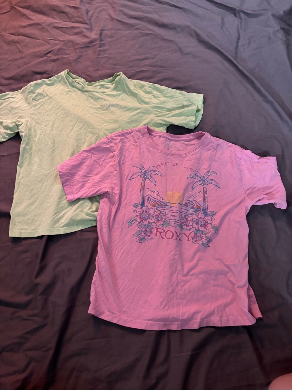 Roxy Pink Tropical Graphic Tee with Mint Tee Set